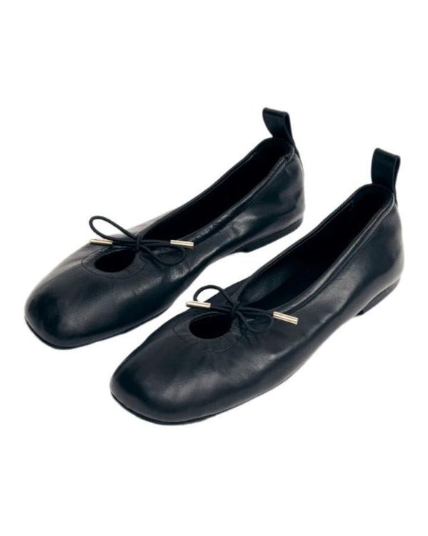 Alohas Rosalind Black Leather Ballet Flats