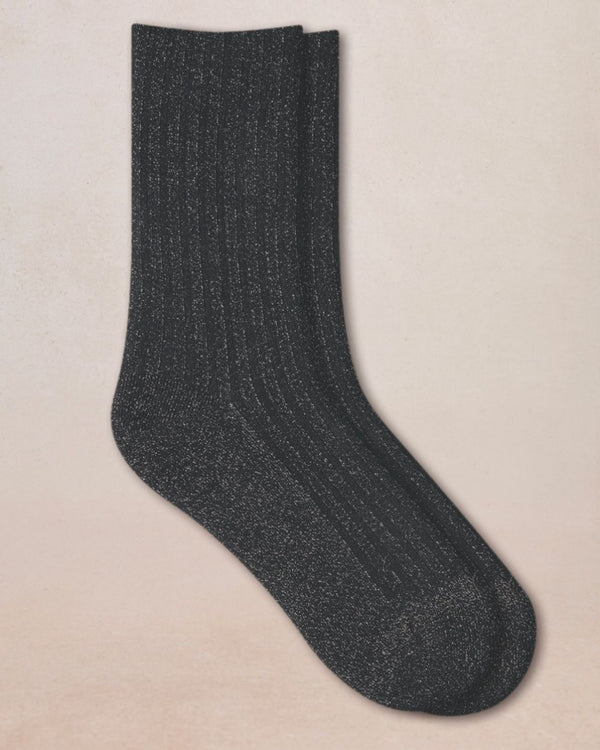 Bleu Foret Ribbed Lurex Socks
