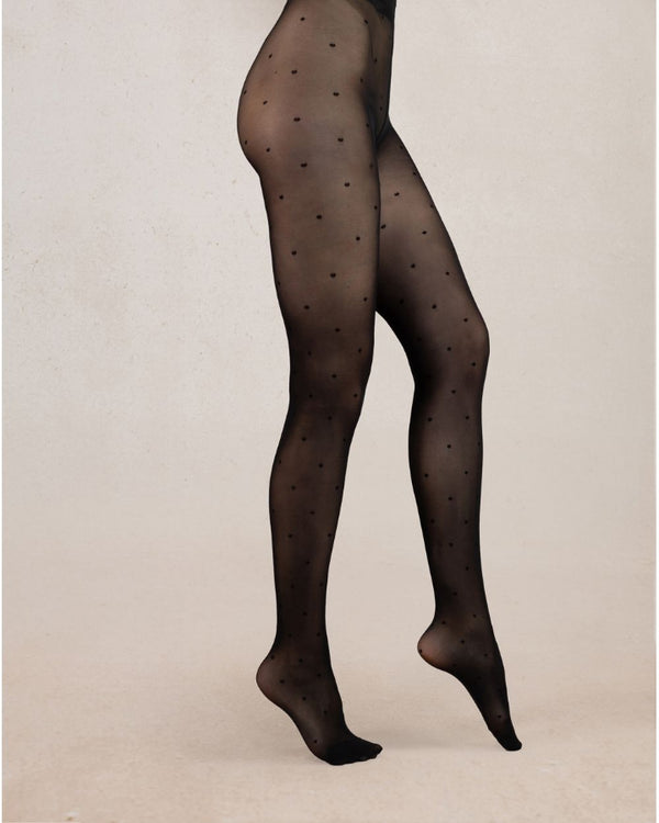 Bleu Foret Semi-Opaque 30D Polka Dot Tights