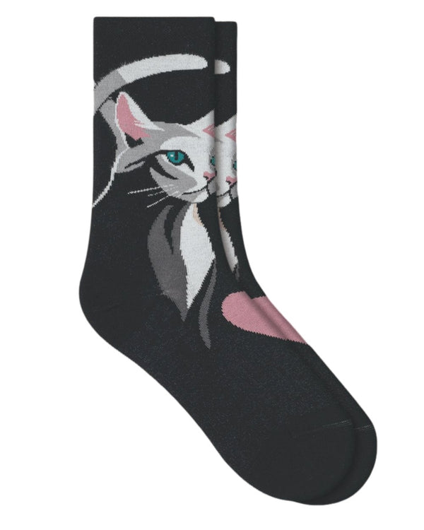 Bleu Foret Cat Pattern Socks