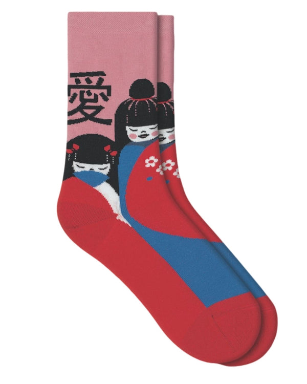 Bleu Foret Geishas Pattern Socks