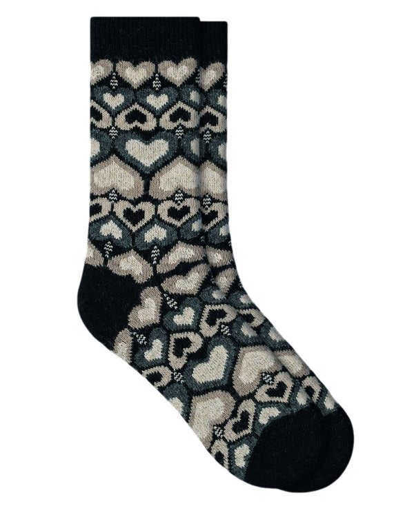 Bleu Foret Heart Pattern Cashmere Socks