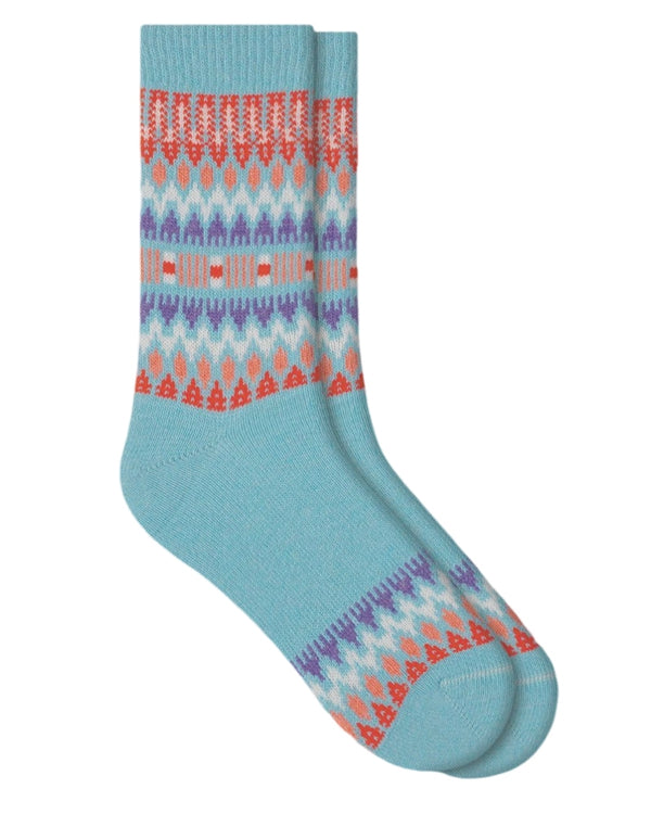 Bleu Foret Norwegian Pattern Cashmere Socks