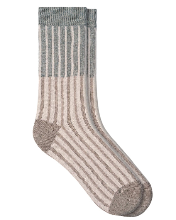 Bleu Foret Vertical Stripes Cashmere Socks