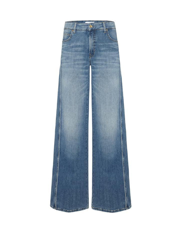 Cambio Palazzo Patch Wide Leg Denim Jeans