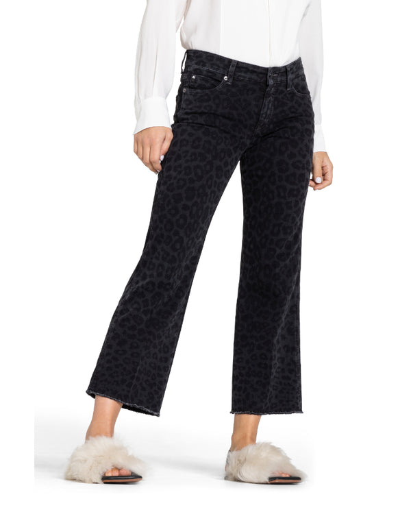 Cambio Francesca Print Raw Hem Flare Ankle Pant