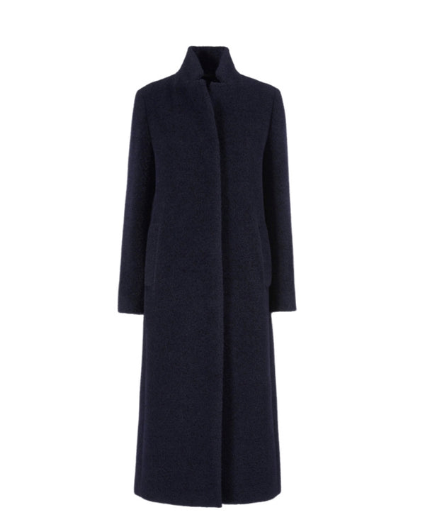 Cinzia Rocca Wool-Alpaca Navy Maxi Coat