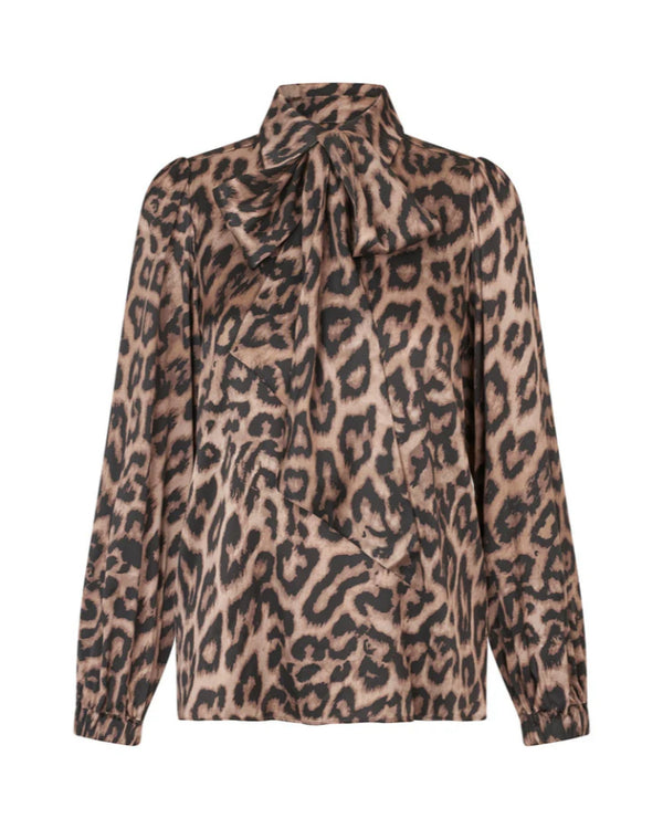 DEK/TOP/KIKKI ANIMAL PRT TIE NECK BLOUSE