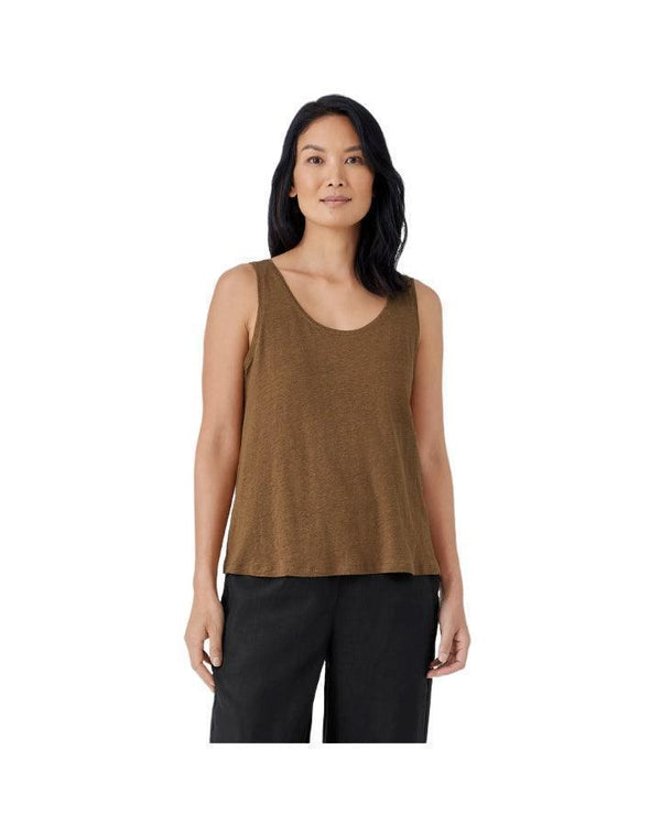 Scoop Neck Linen Jersey Tank Top