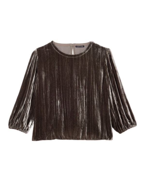 Eileen Fisher Velvet Round Neck Bubble Sleeve Top