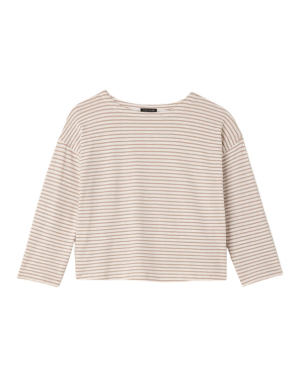 Eileen Fisher Striped Organic Cotton Slub Bateau Neck Top