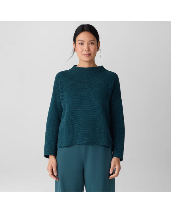 Eileen Fisher Funnel Neck Ribbed Texture Top