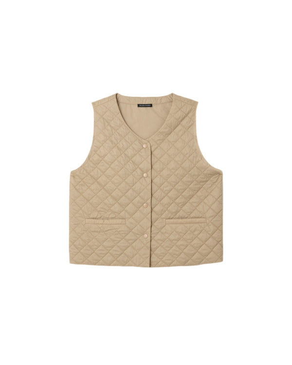 Eileen Fisher Nylon Quilted V-Neck Vest