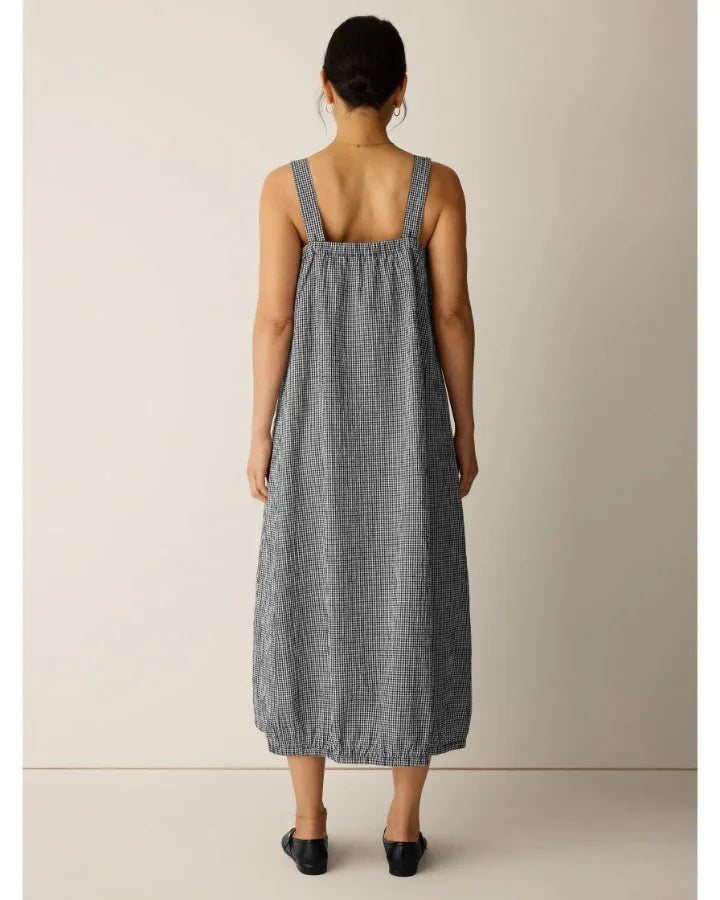 organic cotton pucker lantern dress Eileen Fisher - Women's Organic Cotton Pucker Check Lantern Dress - Black