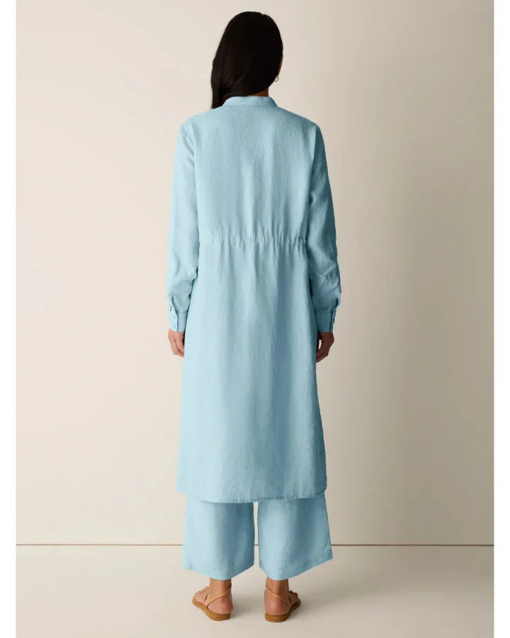 Eileen Fisher Organic Linen Band Collar Shirt Dress – BLU'S