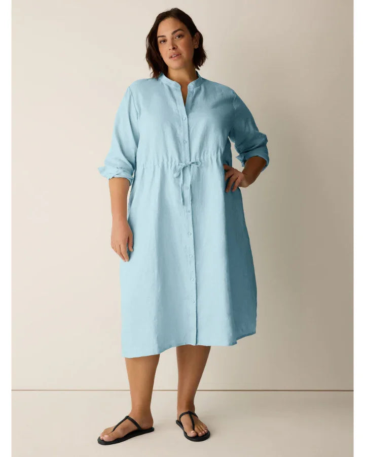 Eileen Fisher Organic Linen Band Collar Shirt Dress – BLU'S