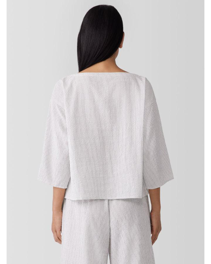 eileen fisher white bateau box Eileen Fisher Bateau Neck 3/4 Sleeve Box Top – BLU'S