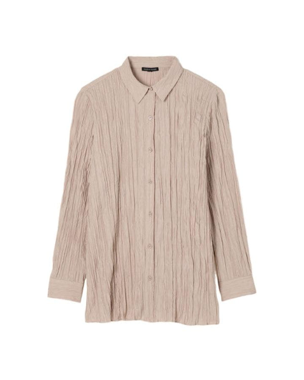 Eileen Fisher Crinkle Silk Classic Collar Shirt