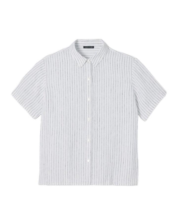 Eileen Fisher Puckered Organic Linen Short Sleeve Shirt