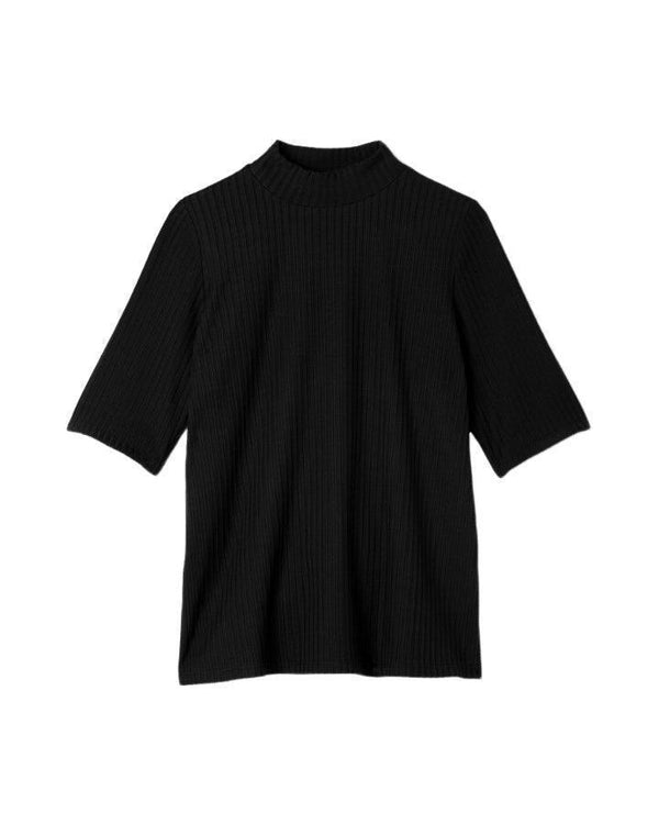 Eileen Fisher Textured Stretch Rib Mock Neck Top