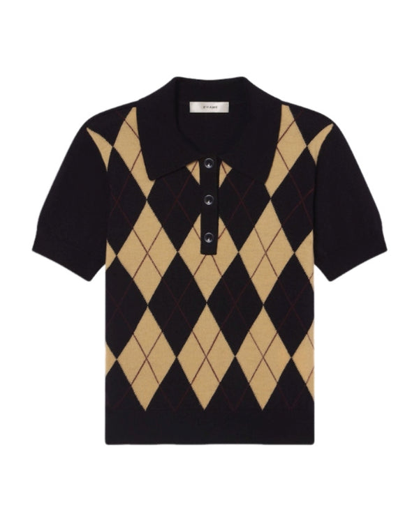 Frame Argyle Wool Polo Top