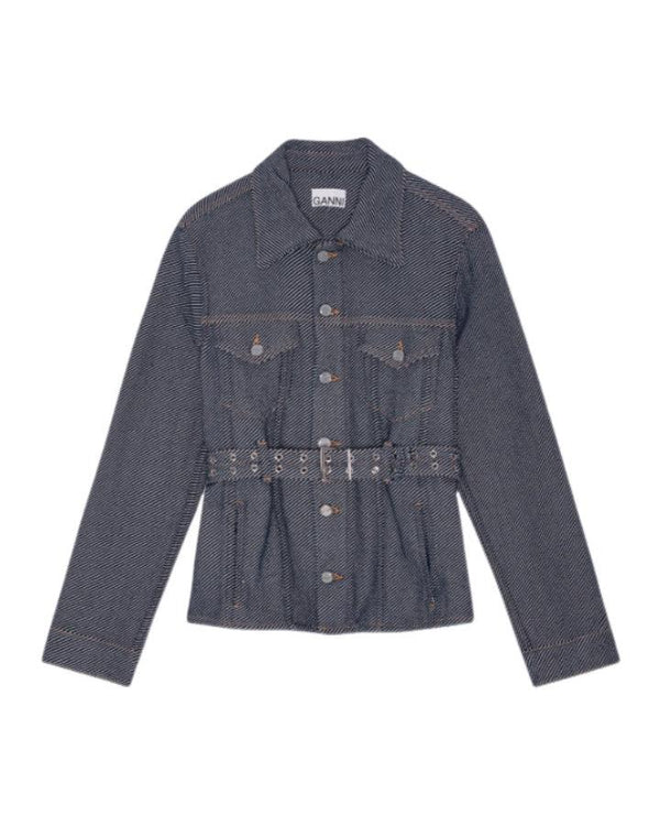 Ganni Blue Heavy Twill Denim Short Jacket
