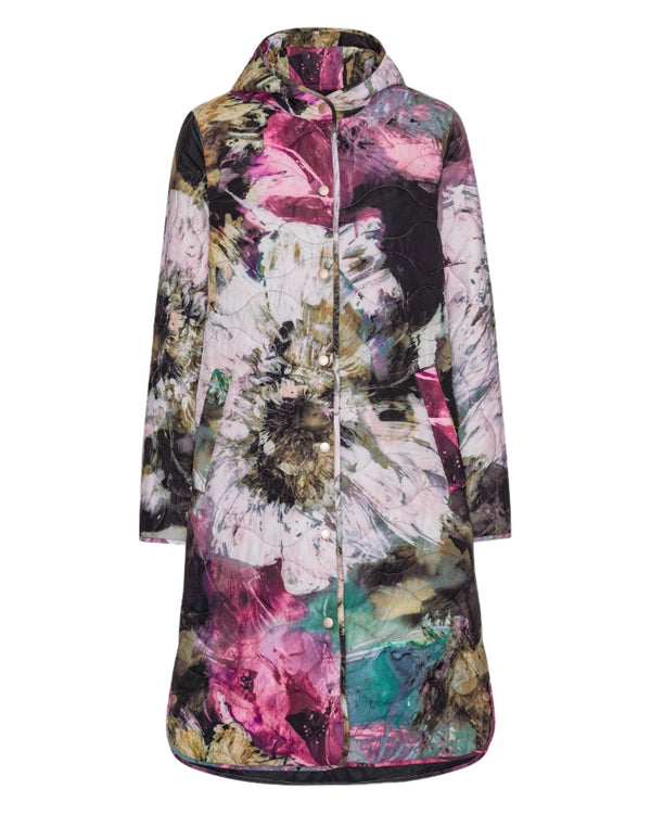 Ilse Jacobsen Long Quilted Hooded Print Coat