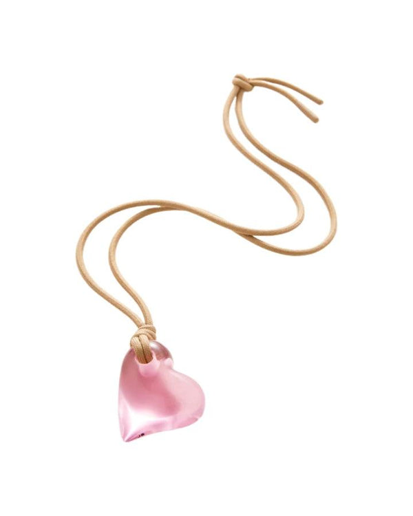 Jenny Bird Pink Art Heart On A String Necklace