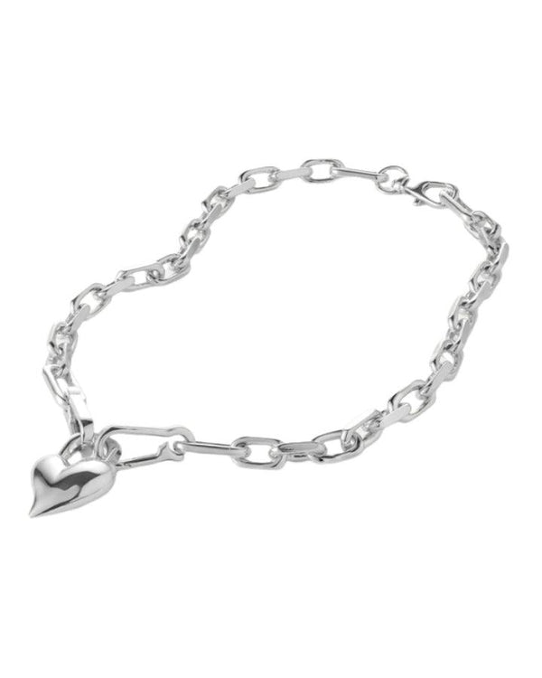 Jenny Bird Silver Padlock Heart Pendant Necklace