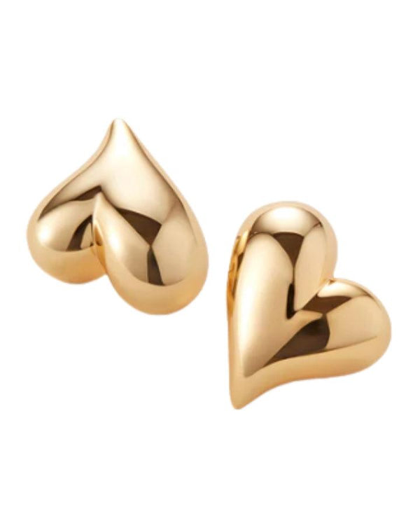 Jenny Bird Gold Art Heart Button Earrings