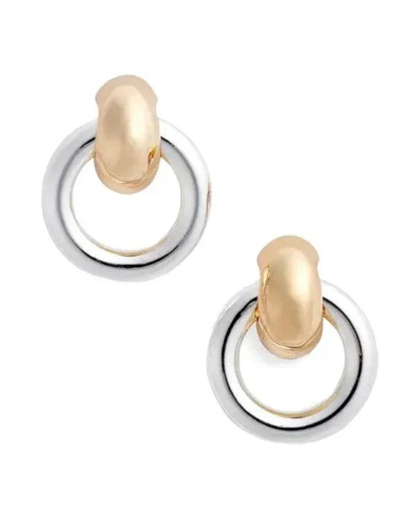 Jenny Bird Puffy Faye Knockers Two Tone Earrings