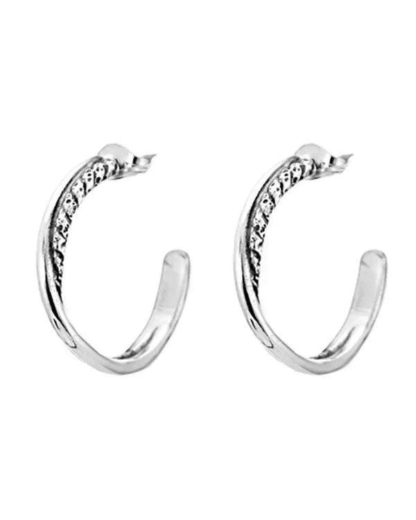 Karyn Chopik Silver Grecian Twist Hoop Earrings