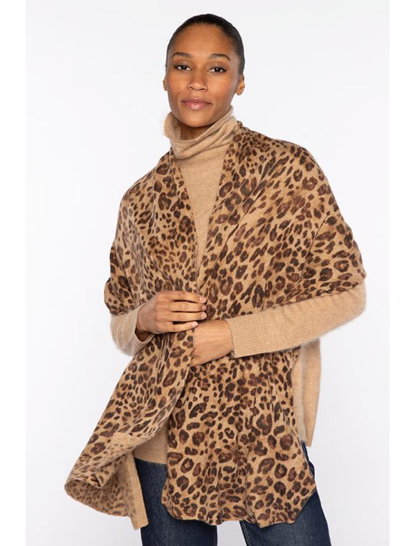 Kinross Cashmere Leopard Print Wrap