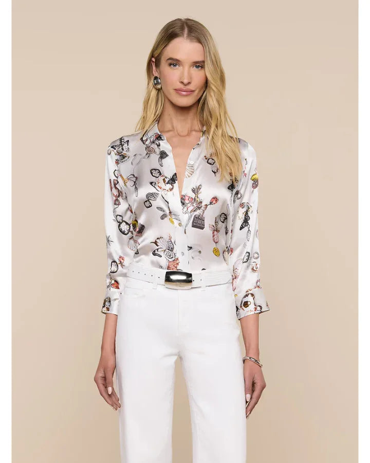 L'Agence Dani 3/4 Sleeve Silk Blouse – BLU'S