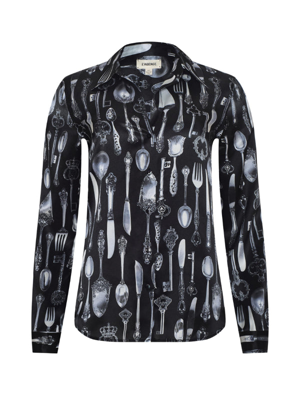 L'Agence Tyler Silverware Print Blouse