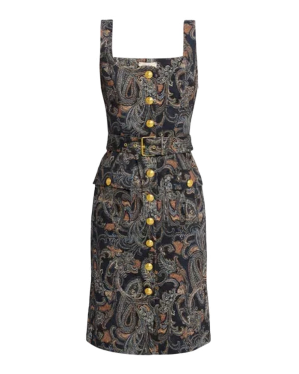 L'Agence Idy Paisley Button Front Midi Dress