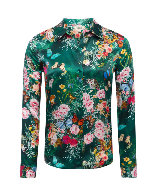 L'Agence Tyler Floral Butterfly Print Blouse