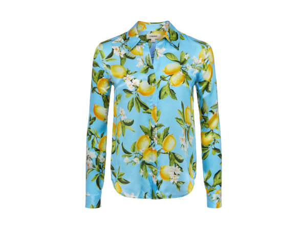 L'Agence Tyler Floral Lemon Silk Blouse