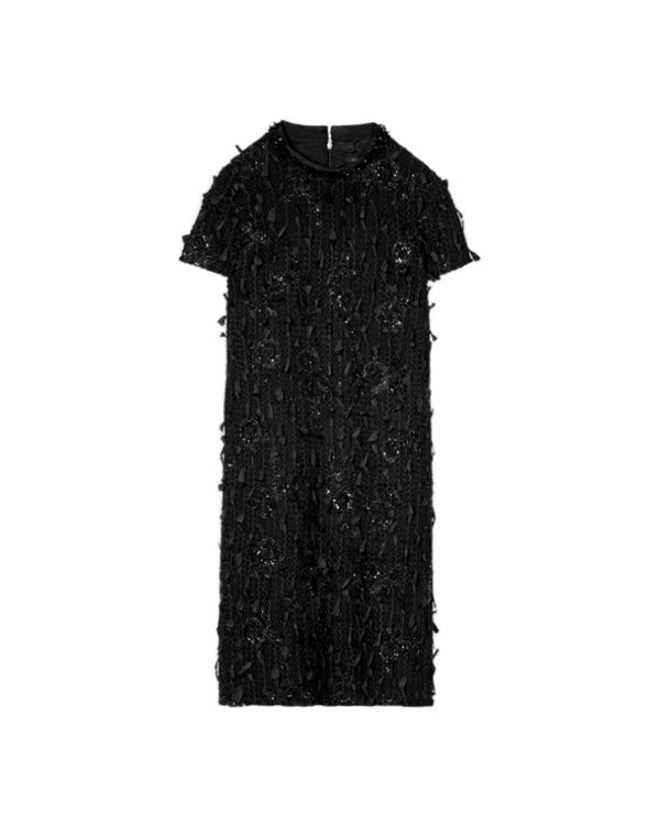 Luisa Cerano Sequin Pearl Tweed Shift Dress