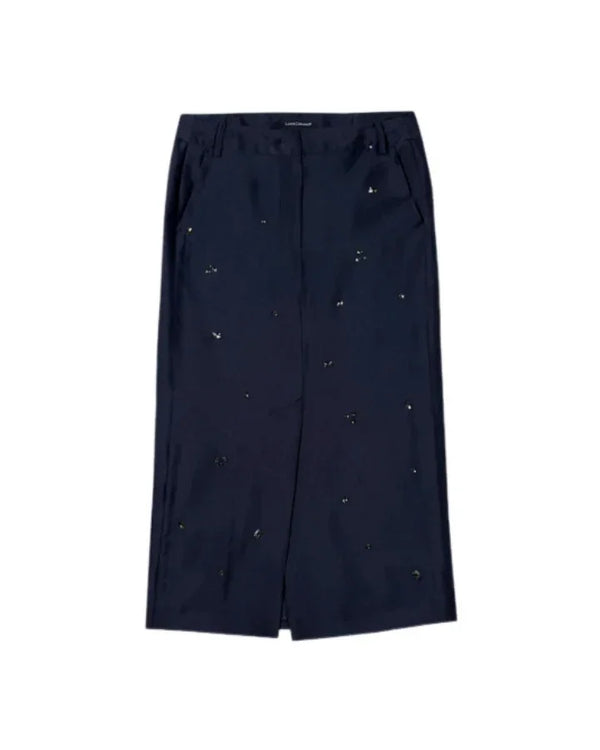 Luisa Cerano Taffeta Rhinestone Pencil Skirt