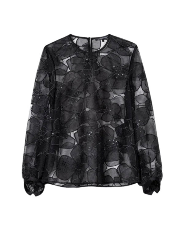 Luisa Cerano Tulle Floral Texture Blouse