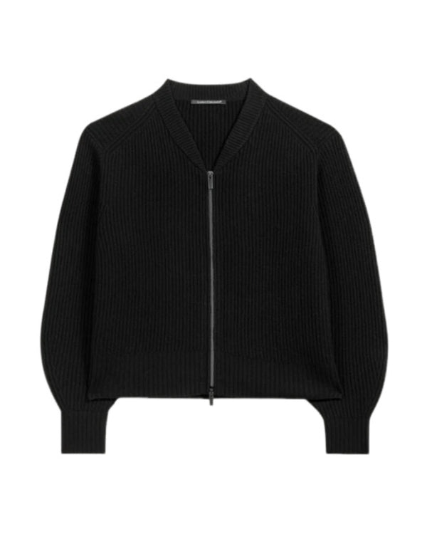 Luisa Cerano Zip Front Bomber Knit Cardigan