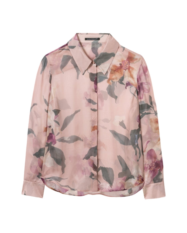 Luisa Cerano Floral Blouse With Ruffle Front