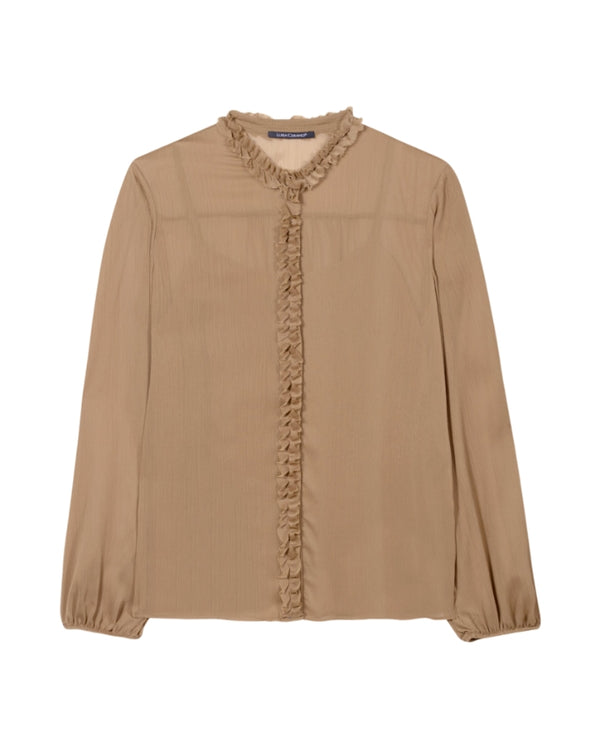 Luisa Cerano Chiffon Blouse With Ruffle