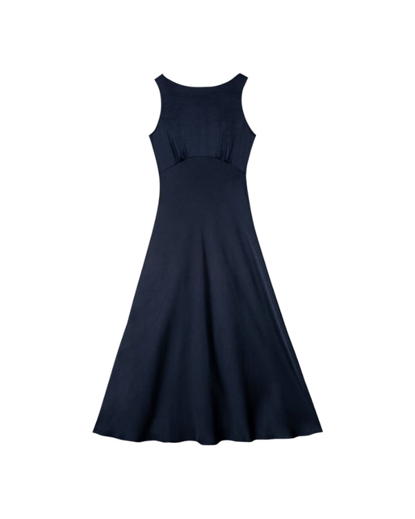 Luisa Cerano Crushed Satin Midi Dress