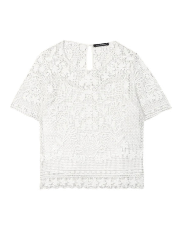 Luisa Cerano Embroidered Lace Blouse