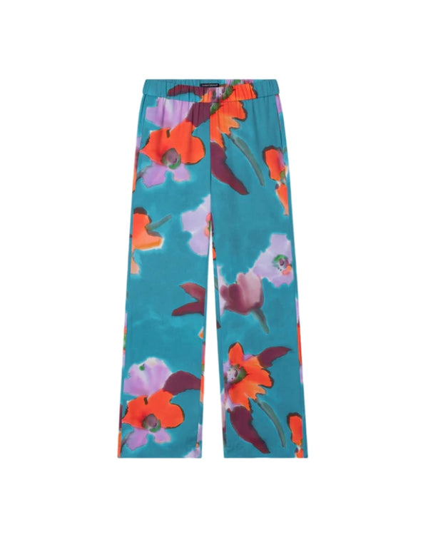 Luisa Cerano Hibiscus Print Wide Leg Pants