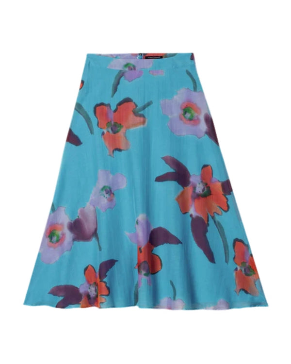 Luisa Cerano Hibiscus Print Panel Skirt