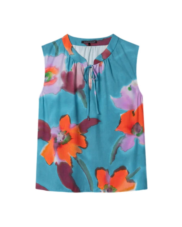 Luisa Cerano Hibiscus Print Top