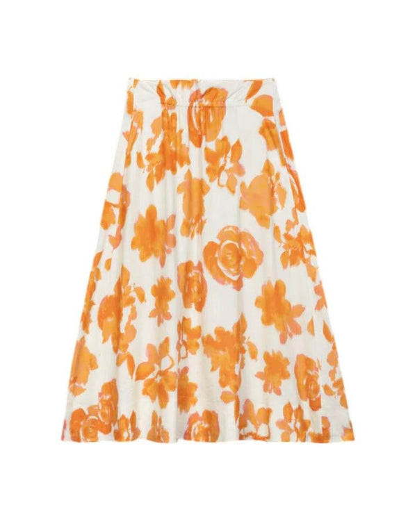 Luisa Cerano Peachy Floral Linen Skirt